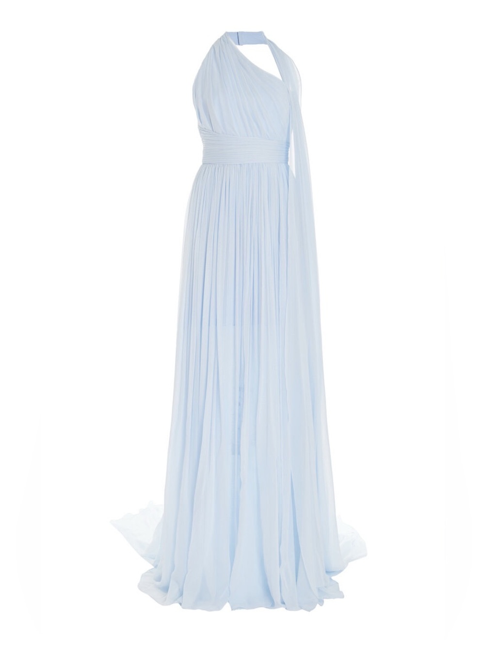 Pamella Roland One-Shoulder Silk-Chiffon Gown